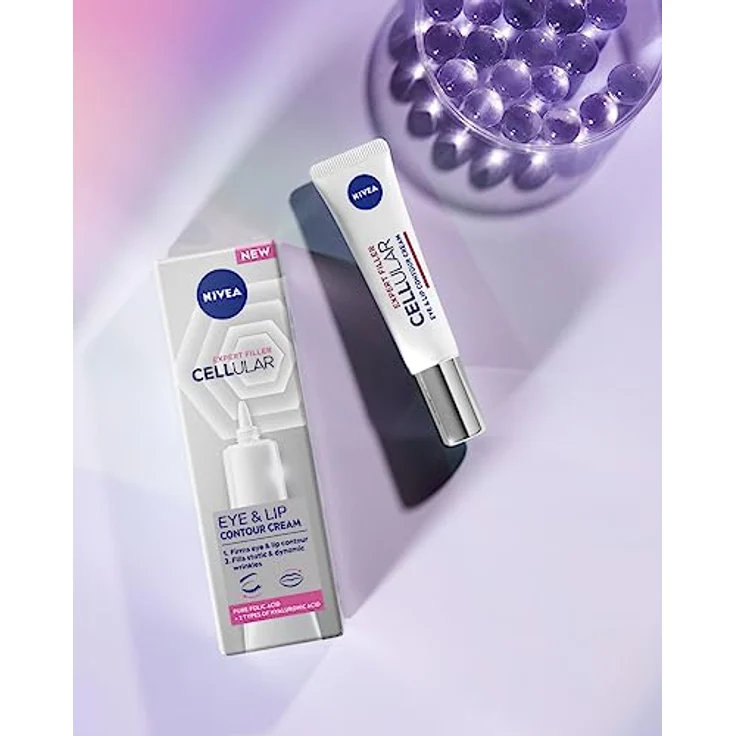 NIVEA Cellular Expert Filler Augen & Lippen Konturiercreme mit Hyaluron- und Folsäure 15ml, Anti-Falten-Creme für straffere Haut – Bild 5