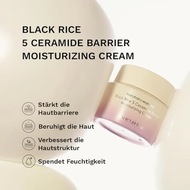 Haruharu Wonder Black Rice 5 Ceramide Barrier Moisturizing Cream, intensiv nährende Gesichtscreme zur Regeneration der Hautbarriere, 50 ml – Bild 2