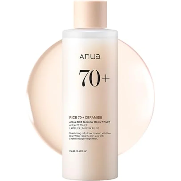 Anua Rice 70+ Glow Milky Toner, feuchtigkeitsspendendes Gesichtstonikum zur Verjüngung der Haut, 250 ml – Bild 1