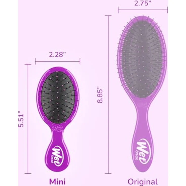 Wet Brush Haarbürste Mini Detangler Solid Print mit weichen IntelliFlex-Borsten, Mini-Reisebürste für alle Haartypen - (Violett) – Bild 5