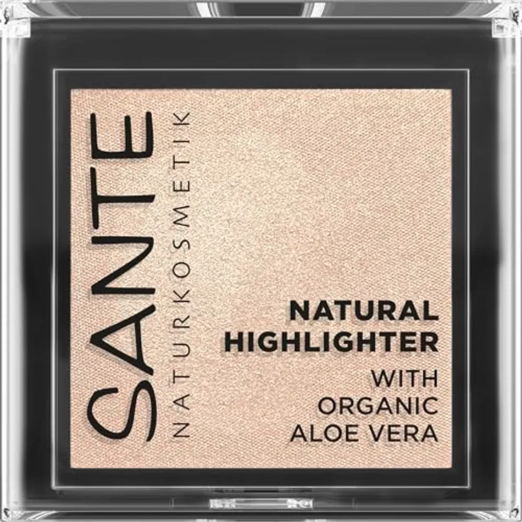 SANTE Naturkosmetik Natural Highlighter 01 Champagne, seidig-weicher Puder-Highlighter mit Bio-Aloe Vera und NaTrue-Zertifizierung, 7g