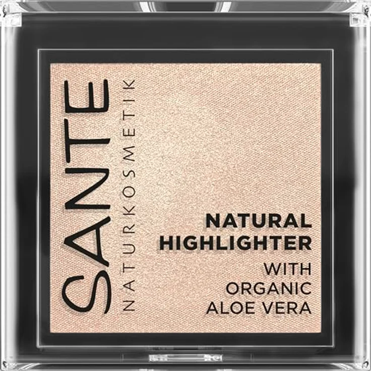 SANTE Naturkosmetik Natural Highlighter 01 Champagne, seidig-weicher Puder-Highlighter mit Bio-Aloe Vera und NaTrue-Zertifizierung, 7g – Bild 1