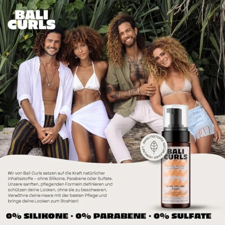 Bali Curls Curl Volume Foam, leichter Styling-Schaumfestiger für voluminöse Locken, 150ml, silikonfrei, proteinangereichert – Bild 2