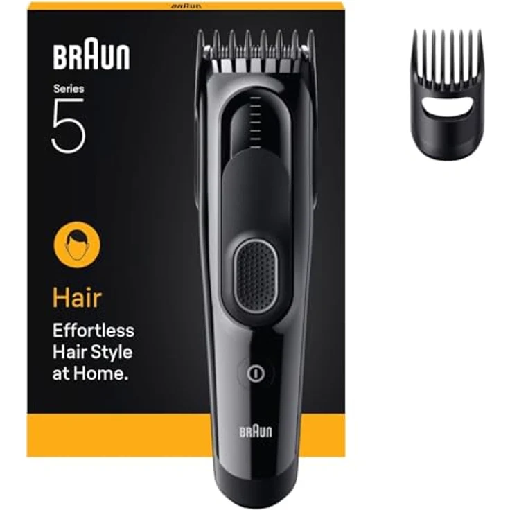 Braun Haarschneider HairClipper HC5510 (251039), Haarschneidemaschine mit 2 Kammaufsätzen und 9 Längeneinstellungen, Ni-MH-Akku, abwaschbares Design, schwarz – Bild 2