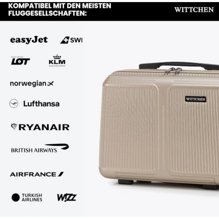 WITTCHEN Stripes Line Kosmetiktasche, Hartschalenkoffer aus ABS mit bequemen Griff und Schultergurt, gold – Bild 5