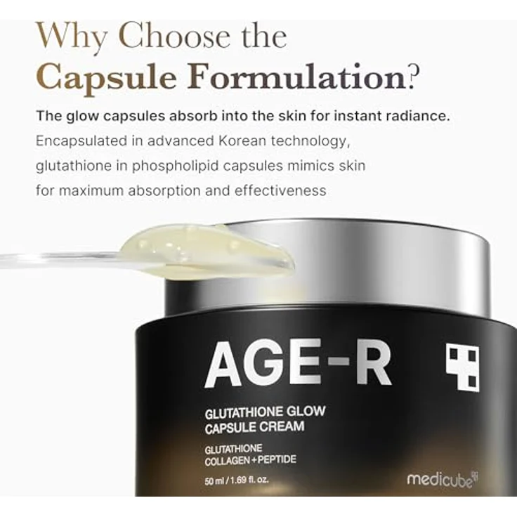 Medicube Age R Glutathione Glow Capsule Cream, Anti-Aging Gesichtscreme mit Glutathion, 50ml für strahlenden Teint und verbesserte Elastizität – Bild 3