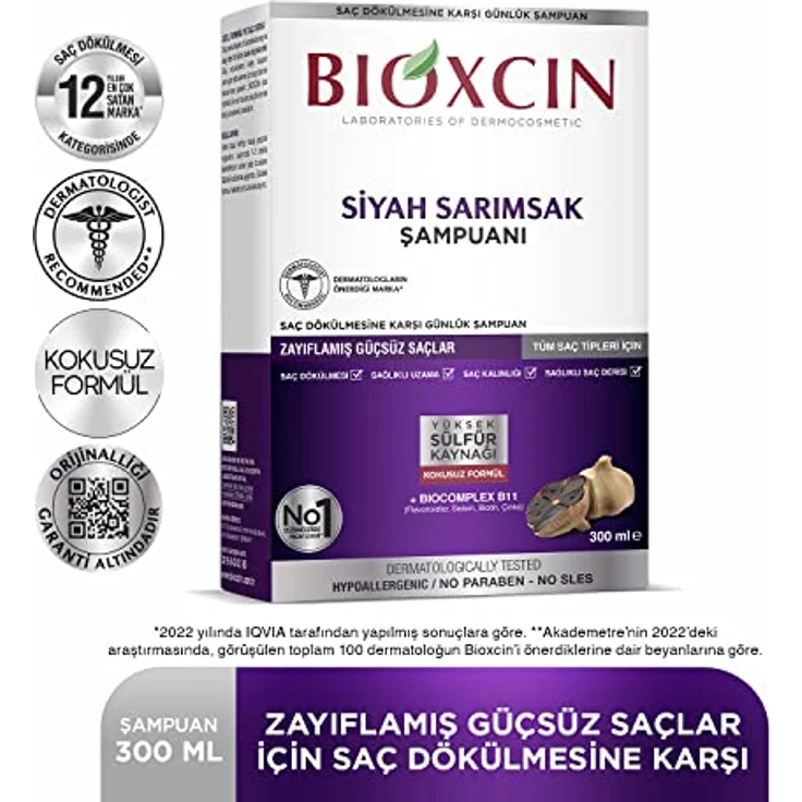 BIOXCIN Schwarzer Knoblauch Shampoo 300 ml – Stärkendes Shampoo gegen Haarausfall mit 100% Schwarzem Knoblauchextrakt – Bild 3