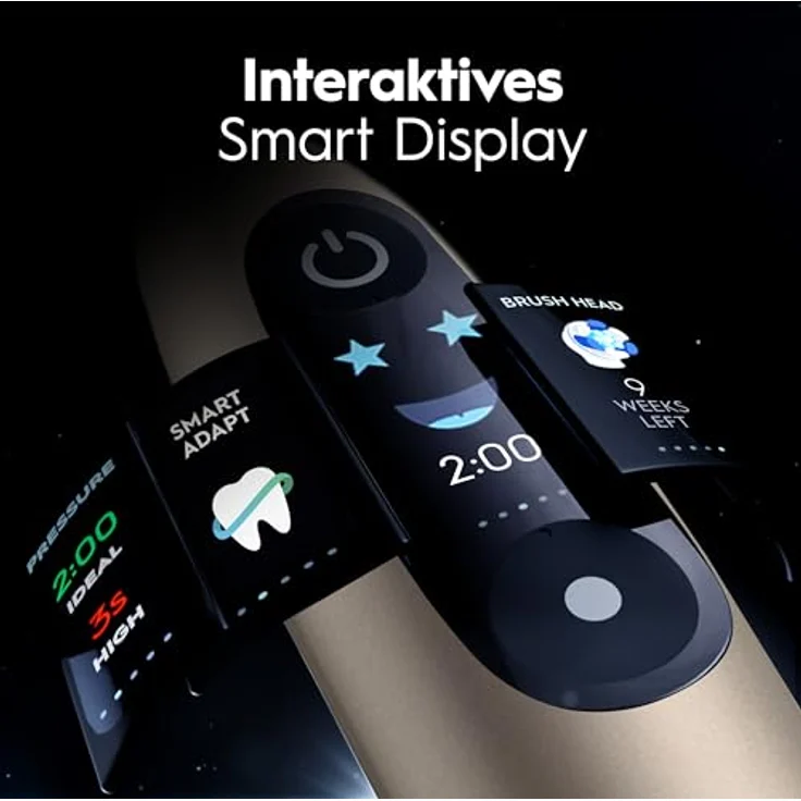 Oral-B iO Series 10, Elektrische Zahnbürste mit iO Sense Schnellladestation, 7 Putzmodi, einschließlich 1 Aufsteckbürste und Lade-Reise-Etui, Lunar Gold – Bild 4