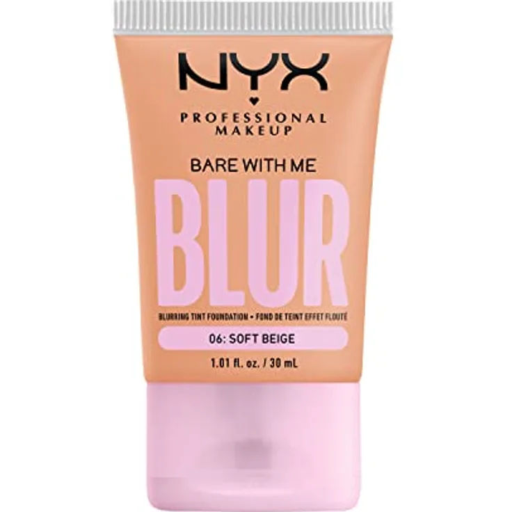 NYX Professional Makeup Weichzeichnende Foundation mit mittlerer Deckkraft und mattem Finish, Bis zu 12 Stunden Pflege und Feuchtigkeit, Mit Niacinamiden, Bare with Me, Farbe: Soft Beige, 1 x 30 ml