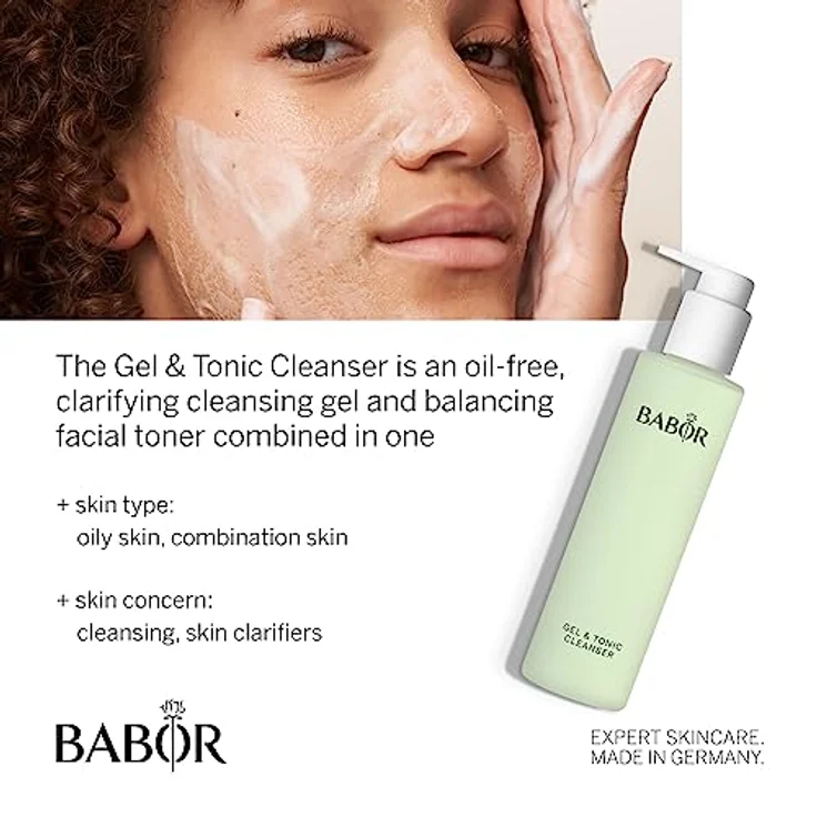 BABOR Gel & Tonic Cleanser für ölige und unreine Haut, Anti-Bakterielles Reinigungsgel und Gesichtswasser in einem, Vegane Formel, Gel & Tonic 2 in 1 , 1 x 200 ml – Bild 3