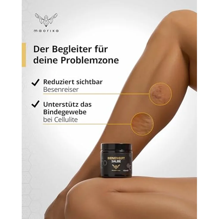 maorika Bienengiftsalbe mit Manukaöl, hochdosierte Bienengiftcreme mit Kühlung, Shea Butter, Eukalyptus & Aloe Vera, 3x 100ml Sparpaket – Bild 4