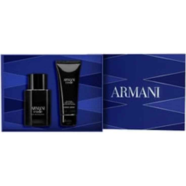Giorgio Armani Code Homme, 50 ml Eau de Toilette + 75 ml Duschgel Set, holziger Amber-Duft, edle Geschenkbox