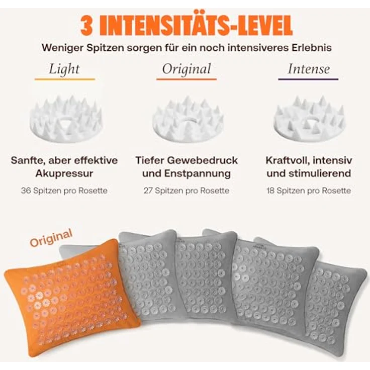 Shakti Mat Nacken-Massagekissen, Akupressurkissen für Schulter und Kopf, intensive Massage, BIO-Baumwolle, PREMIUM Orange – Bild 6