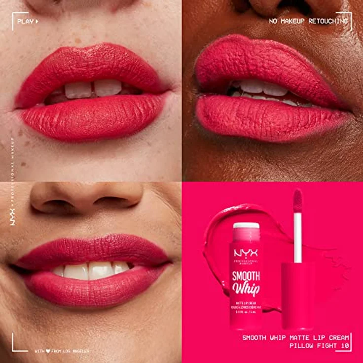 NYX PROFESSIONAL MAKEUP Flüssiger Lippenstift mit mattem Finish, Lebendige Farben mit Shea und Kakaobutter, 10 Pillow Fight, 4 ml (1er Pack) – Bild 3