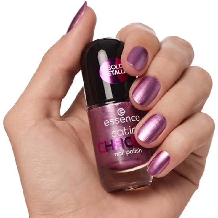 essence cosmetics satin CHROME nail polish, Nr. 02, Pink, abdeckend, hochpigmentiert, metallisch, vegan, 8ml – Bild 5