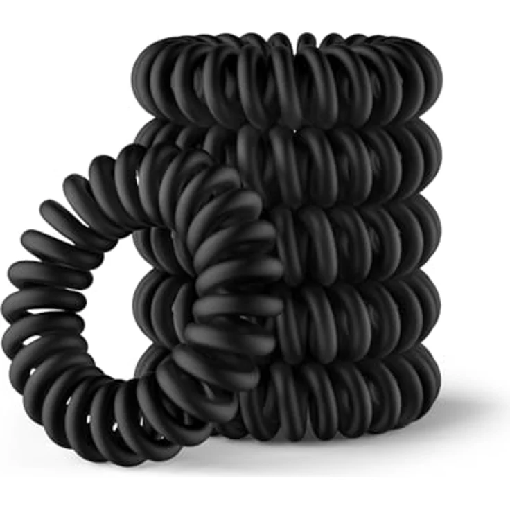 IMPERIO Spiral Haargummi, Premium Haargummi für Damen & Mädchen, Vermeidet Haarbruch und Spliss, Schwarz Klein, Hochwertige & schonende Zopfgummis – Bild 1