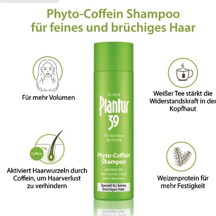 Plantur 39 Phyto-Coffein-Shampoo - 3 x 250 ml - Pflege für feines und brüchiges Haar - Vorbeugung gegen menopausalen Haarausfall – Bild 3