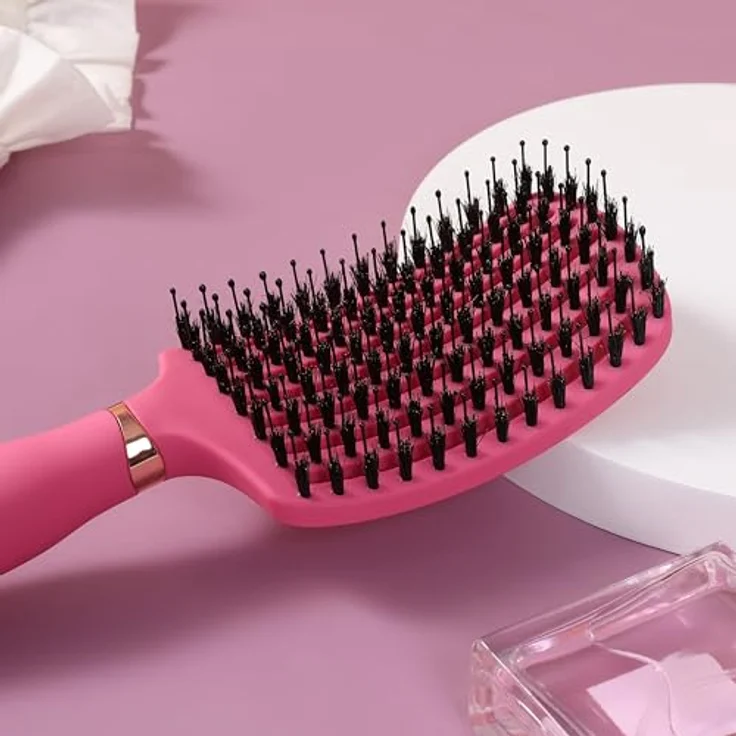Sister Young OVIA FUCHSIA BV, Professionelle No Tangle Bürste mit natürlichen Wildschweinborsten und belüftetem Bürstenkörper – Bild 2