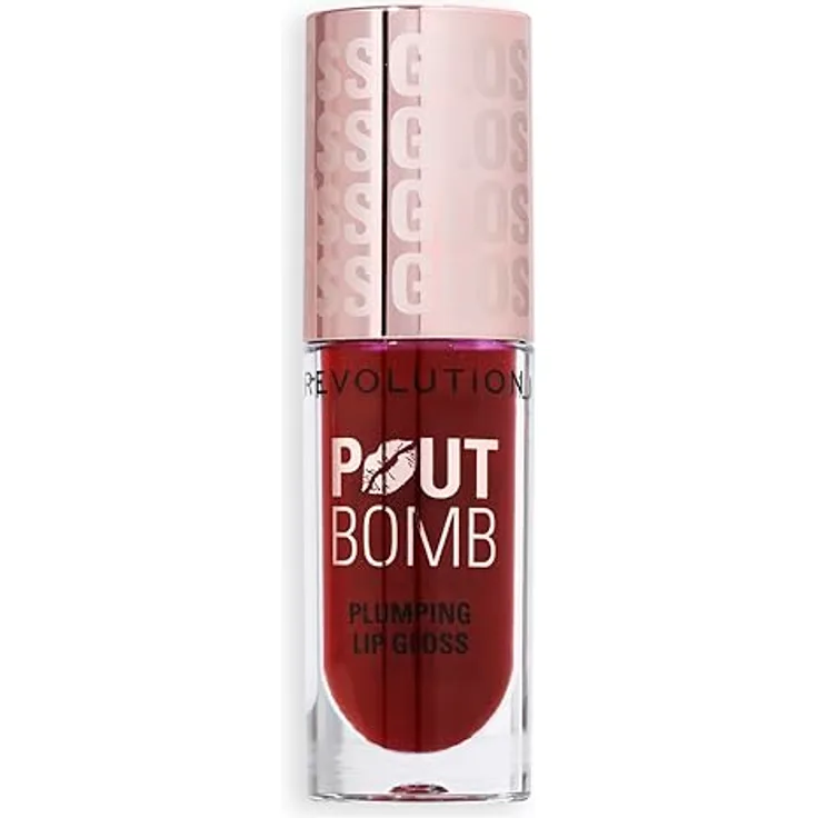 Makeup Revolution Pout Bomb Lipgloss, Lippenvergrößerer mit feuchtigkeitsspendendem Effekt, Farbton Jelly Berry Mauve, 4.6 ml