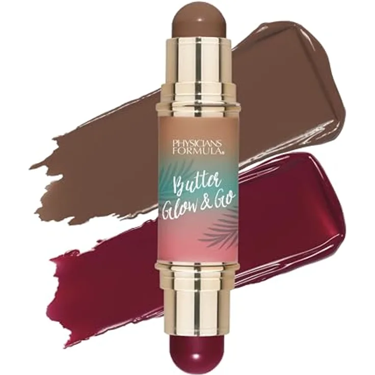 Physicians Formula Butter Glow & Go, beidseitiger Konturenstift für Lippen und Wangen, Farbton Beach Bum Plum, 10 g