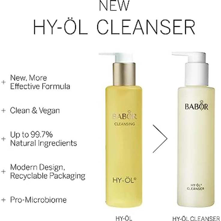 BABOR Hy-Öl Cleanser für jeden Hauttyp, Pflege-Öl für die tägliche Gesichtsreinigung, Make-up-Entferner, Vegane Formel mit Vitamin E, 1 x 200 ml – Bild 4
