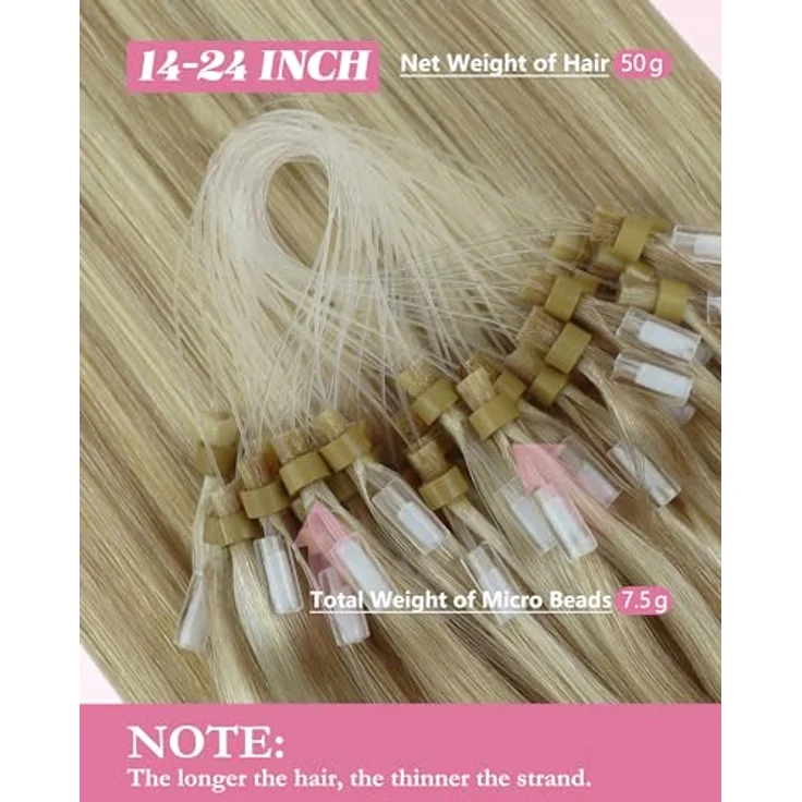 YoungSee Micro Extensions Echthaar, Aschblond, ohne Hitzeanwendung, glatt, unsichtbare Befestigung, atmungsaktiv – Bild 3