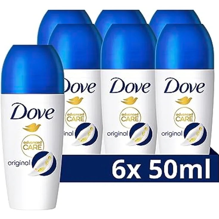 Dove Advanced Care Anti-Transpirant Deo Roll-On Original 0% Alkohol Deodorant schützt 48h vor Körpergeruch und Achselnässe 6x 50 ml