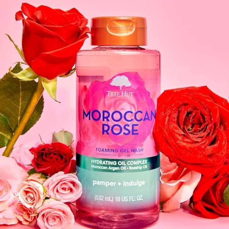 Tree Hut Moroccan Rose Foaming Gel Wash, schaumiges Duschgel mit Sheabutter und Arganöl, 532 ml – Bild 9