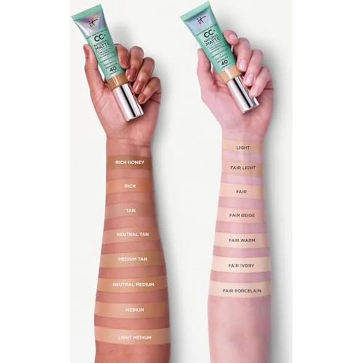 IT Cosmetics, Your Skin But Better CC+, Mattierende Make-up-Grundierung und Glanzkontrolle, 16 h, minimiert Poren, spendet Feuchtigkeit 24 Stunden, heller Ton, 32 ml – Bild 7