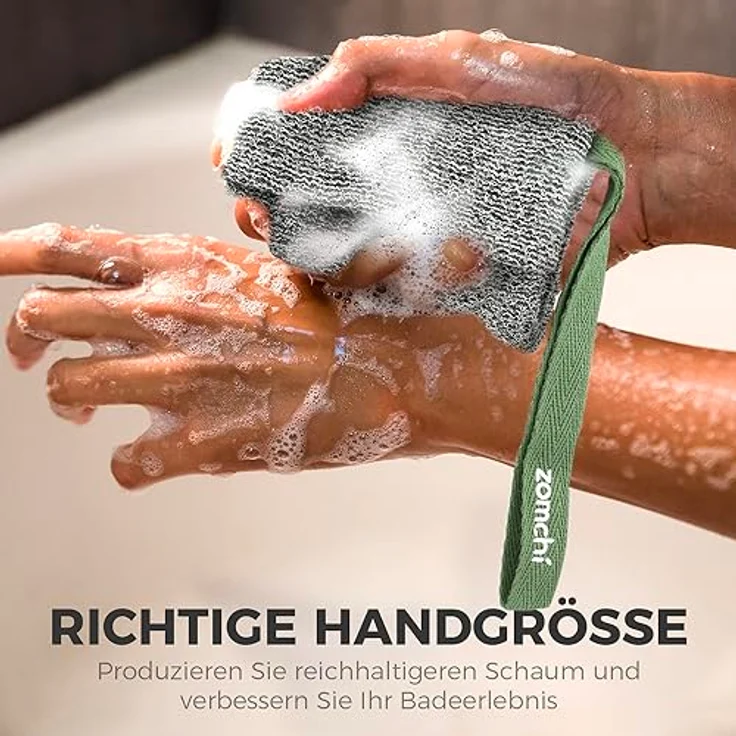 ZOMCHI Seifensäckchen (hart) – 2er Set Seifenbeutel für feste Seife, ultralanglebig, sanftes Peeling, Duschschwamm für Körperpflege – Bild 3