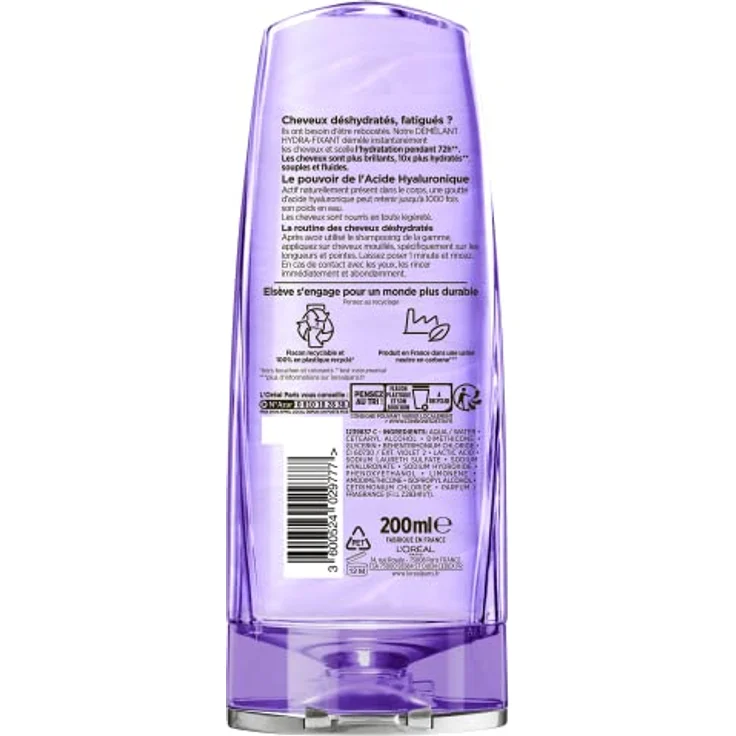 L'Oréal Paris - Feuchtigkeitsspendendes Entwirrungsmittel für dehydriertes und müdes Haar – Feuchtigkeitspflege 72H – Glanz – Flexibilität – mit Hyaluronsäure – Elseve Hyaluron Repulp – 200 ml – Bild 2