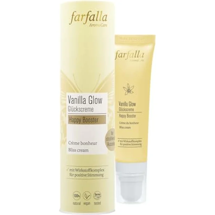 Farfalla Vanilla Glow Glückscreme, Happy Booster für strahlendes Aussehen, 30ml, vegan