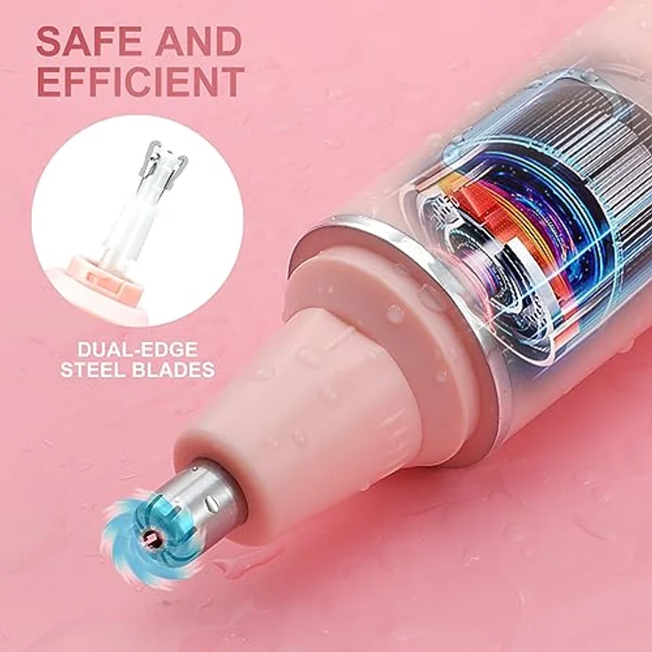 NUMIFUN Nasenhaartrimmer Frauen, Professioneller Schmerzloser Ohr- und Nasenhaarschneider, Typ-C Wiederaufladbar, Dual Edge Klingen, IPX7 Wasserdicht, Einfache Reinigung, Rose – Bild 3
