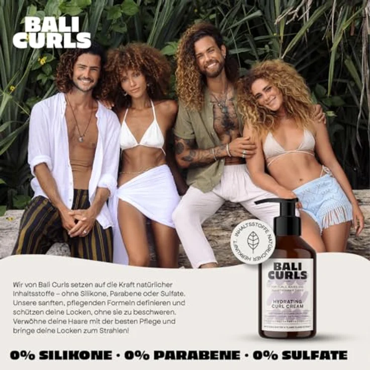 Bali Curls Hydrating Curl Cream, Feuchtigkeitsspendende Lockencreme mit Sheabutter, Kokosöl & Ylang-Ylang, Vegane Lockenpflege für geschmeidige & definierte Curls – 150ml – Bild 2