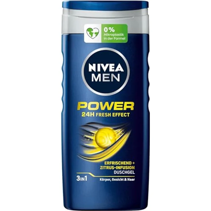 Nivea Men Power Duschgel (250 ml), pH-hautneutral mit Menthol, vitalisierender Duft, kühlend, für Körper, Gesicht und Haar – Bild 1