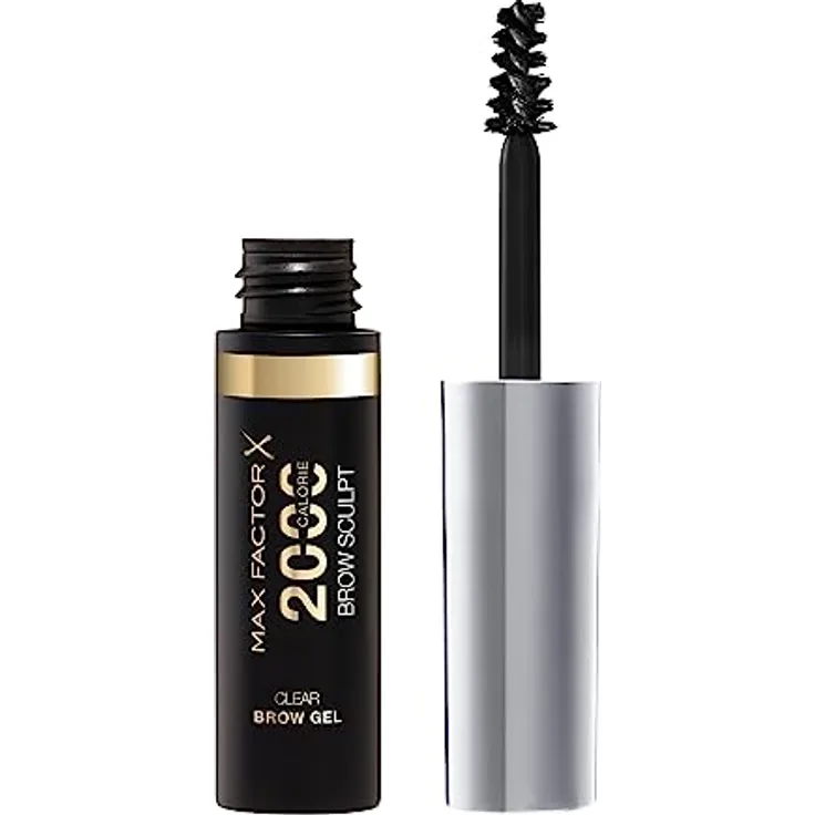 Max Factor 2000 Calorie Volumising Brow Sculpt Gel, Long-Lating, Plumped & Fuller-Looking Brows, Waterproof, Smudge-Proof, Shapes & Intensifies, 006 Clear, 4.5 ml