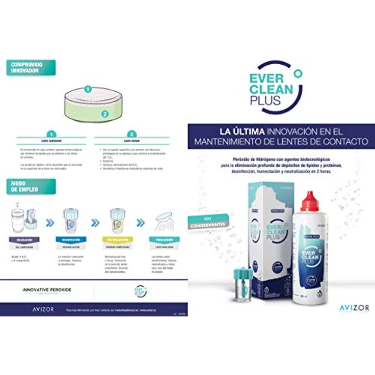 Avizor Ever Clean Plus 3-Monatspack 2 x 350 ml Peroxidsystem für weiche Kontaktlinsen, inkl. 2 Aufbewahrungsbehälter – Bild 3