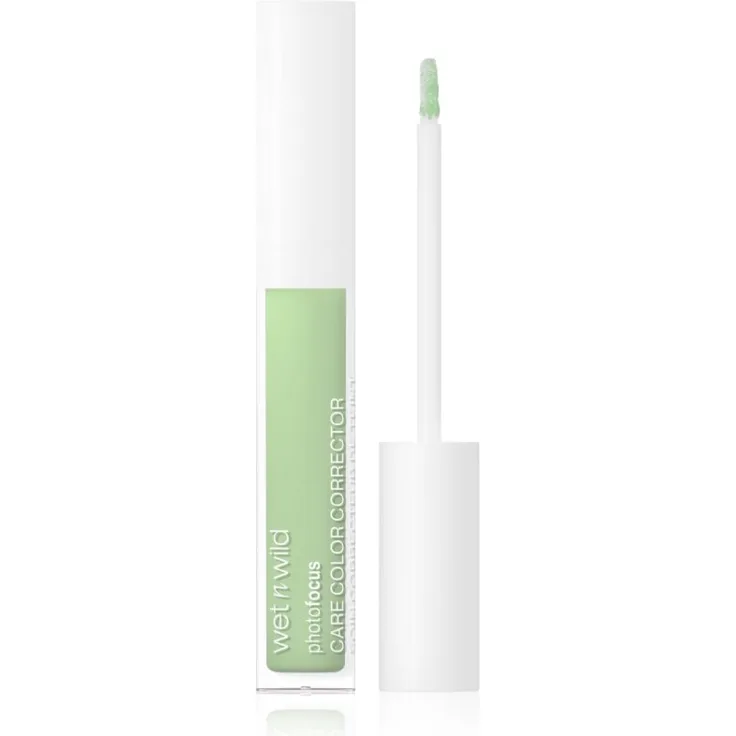 Wet n Wild Photo Focus Flüssig-Korrektor, hochpigmentierter Concealer für Rötungen, Farbton Green, 3,3 ml