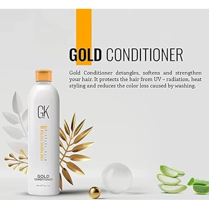 GK HAIR Global Keratin Gold Konditionierer (250ml) | Feuchtigkeitsspendende Haarspülung mit Arganöl, Sheabutter, natürlichen Ölen | Alle Haartypen – Bild 5