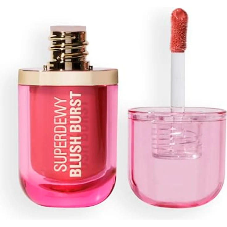 Revolution Superdewy Liquid Blush Burst, Aufbaubarer Flüssig-Blush mit Serum-Formel (Peptide & Hyaluronsäure), vegan & tierversuchsfrei, Strawberry Milkshake Cool Pink, 4,2 ml – Bild 1
