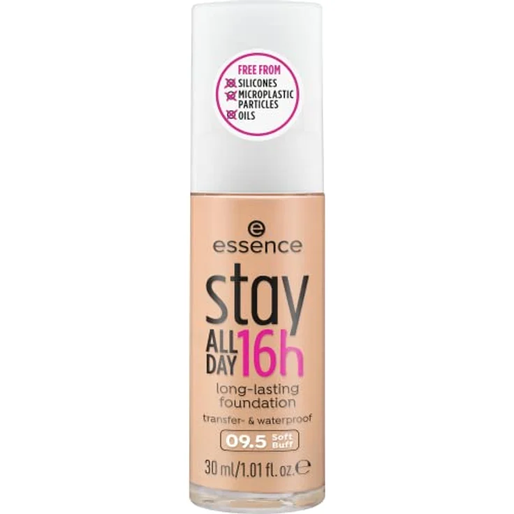 essence stay ALL DAY 16h long-lasting Foundation, Nr. 09.5, Nude, langanhaltend, mattierend, matt, für unreine Haut, vegan, ölfrei, wasserfest, ohne Parfüm, 1er Pack (30ml) – Bild 2