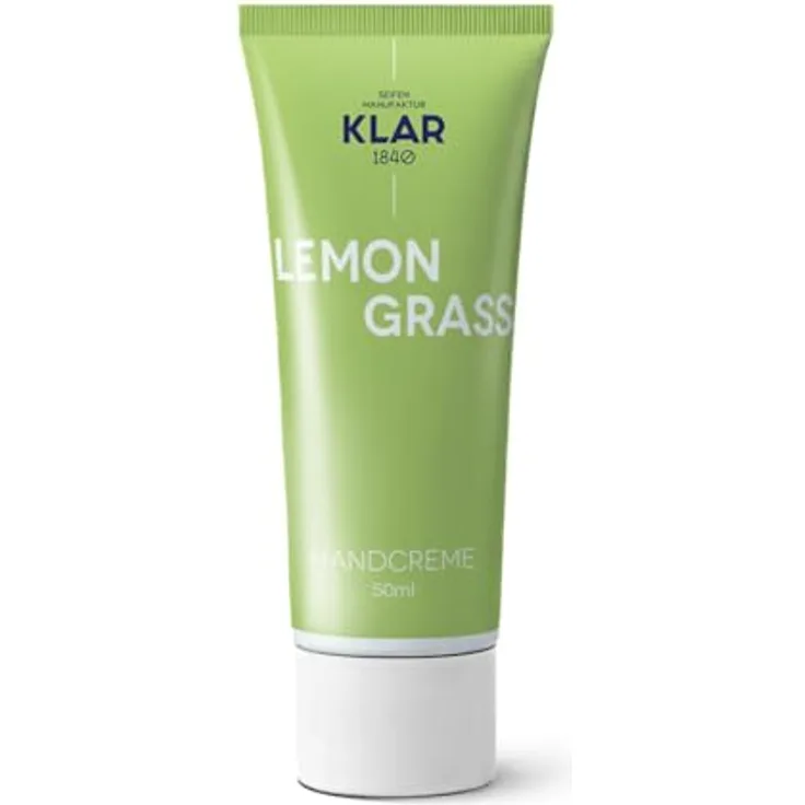 Klar Seifen Handcreme Lemongrass 50 ml, intensive Feuchtigkeitspflege mit Sheabutter und schnell einziehend, parfümfrei
