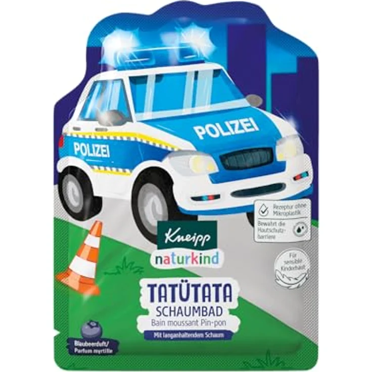 Kneipp Naturkind Schaumbad Tatütata, Badezusatz mit pflegendem Jojoba-Öl und natürlichem Blaubeer-Extrakt, fruchtiger Blaubeerduft, blaues Wasser, ab 3 Jahren, 40 ml – Bild 3