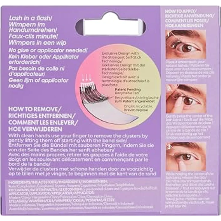 KISS imPRESS Press-On Falsies EASY TAB selbstklebende Wimpern, Schwarz, 'Authentic Natural', 5mm-7mm innere Wimperncluster & 7mm-9mm äußere halbe Wimpern mit Easy Tabs – Bild 4