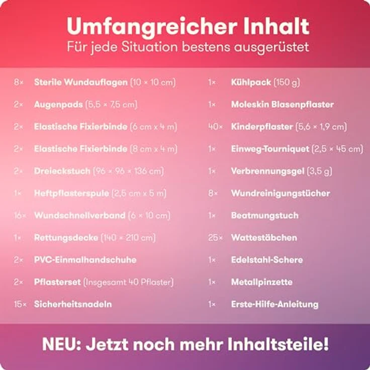 Purahelp Erste-Hilfe-Set 172 Teile für Zuhause, im Büro oder Unterwegs, (172 St), Reiseapotheke Erste Hilfe Set Outdoor Erste Hilfe Set Kinder – Bild 3