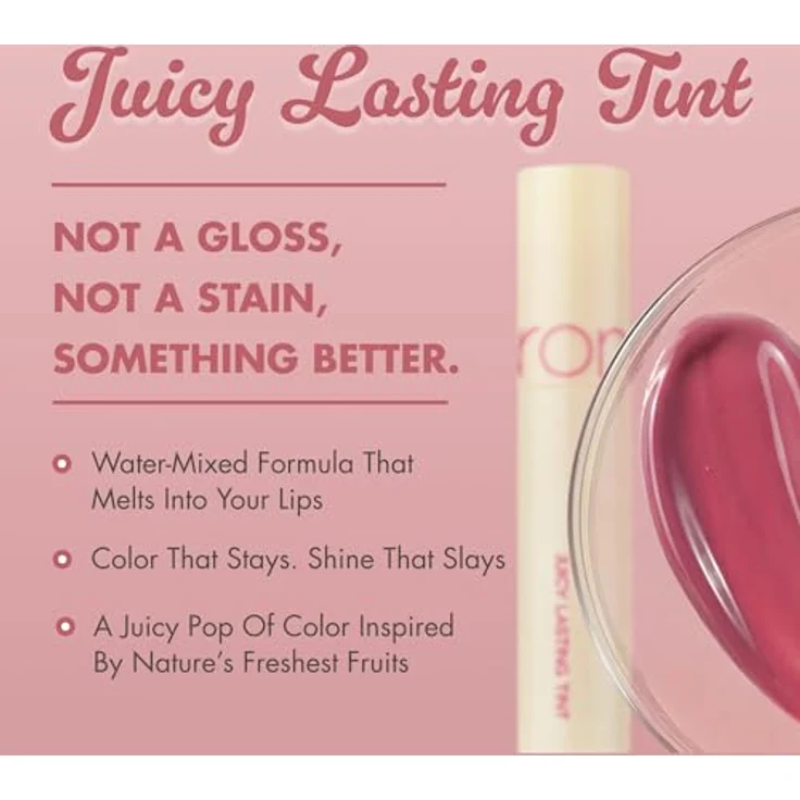 rom&nd Juicy Lasting Lipgloss Farbton 28 Bare Fig, hochpigmentiert, 5.5 g mit langanhaltendem Glanz und Pflegeeffekt – Bild 2