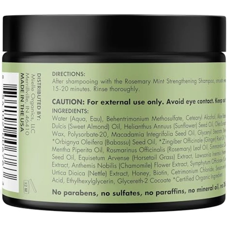 Mielle Rosemary Mint Strengthening Hair Masque, Haarmaske mit Biotin für Haarwachstum, 340g – Bild 6