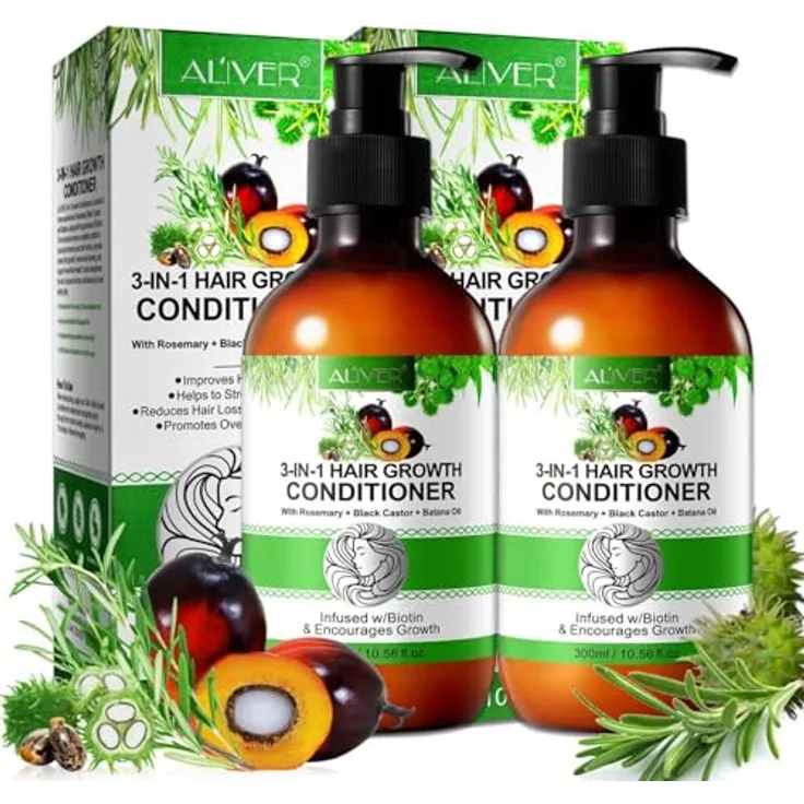 P-Beauty 3-IN-1 Hair Growth Conditioner & Spülung 2 x 300ml - pflegende Spülung für gesundes glänzendes Haar Haardichte Haarwachstum & Haargesundheit - Rosmarin, Schwarzem Rizinus und Batana Öl