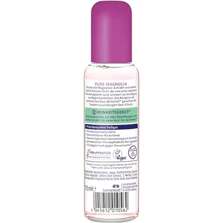 CD Deo Zerstäuber 'Pure Magnolia', Aluminiumfreies Deodorant mit 48h Schutz, vegan, für empfindliche Haut, 75ml – Bild 2