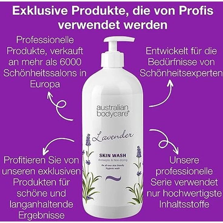 Australian Bodycare Lavender & Teebaumöl Duschgel Professional 1000 ml - Für weiche, unreine Haut, ideal vor Haarentfernung mit Wachs/Rasur – Bild 3